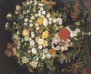 Chrysanthemums and Wild Flowers in a Vase (nn04) Vincent Van Gogh